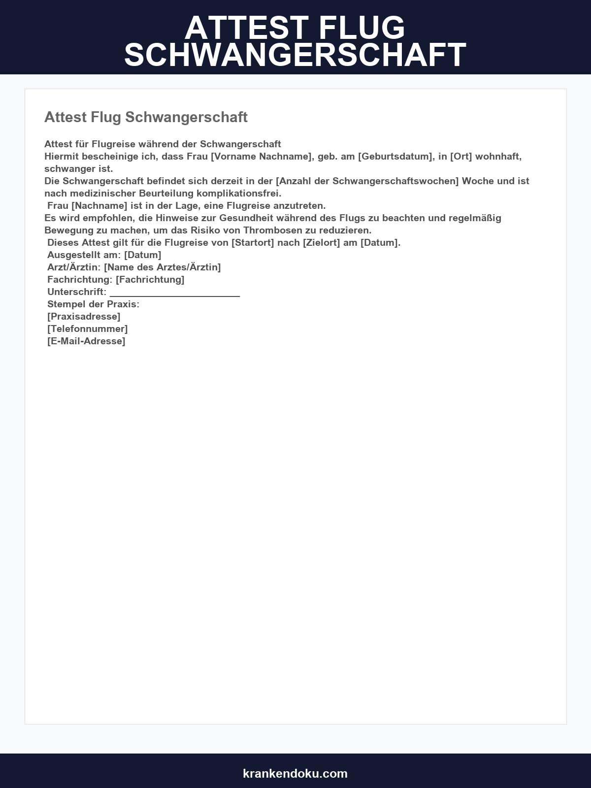 Attest Flug Schwangerschaft Vordruck