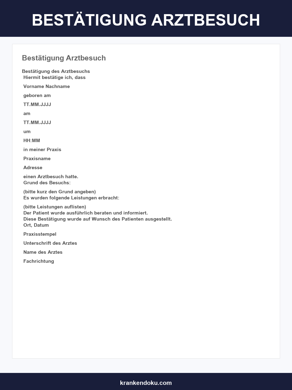 Bestätigung Arztbesuch Muster