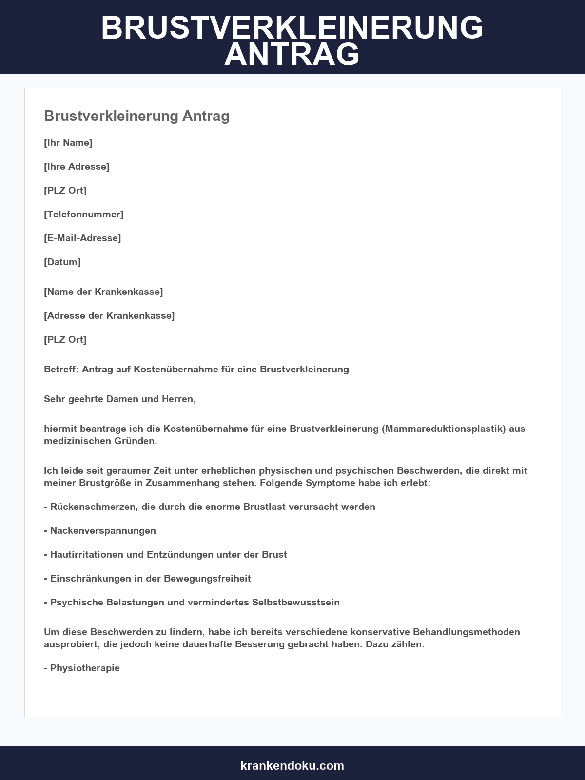 Brustverkleinerung Antrag Muster