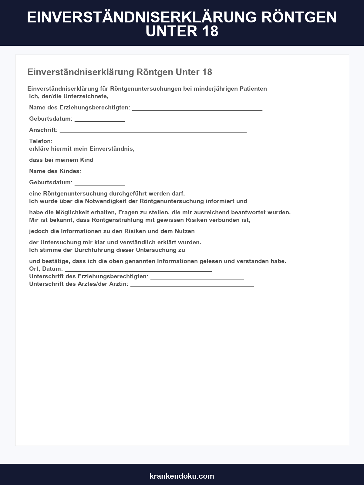 Einverständniserklärung Röntgen Unter 18 Vorlage