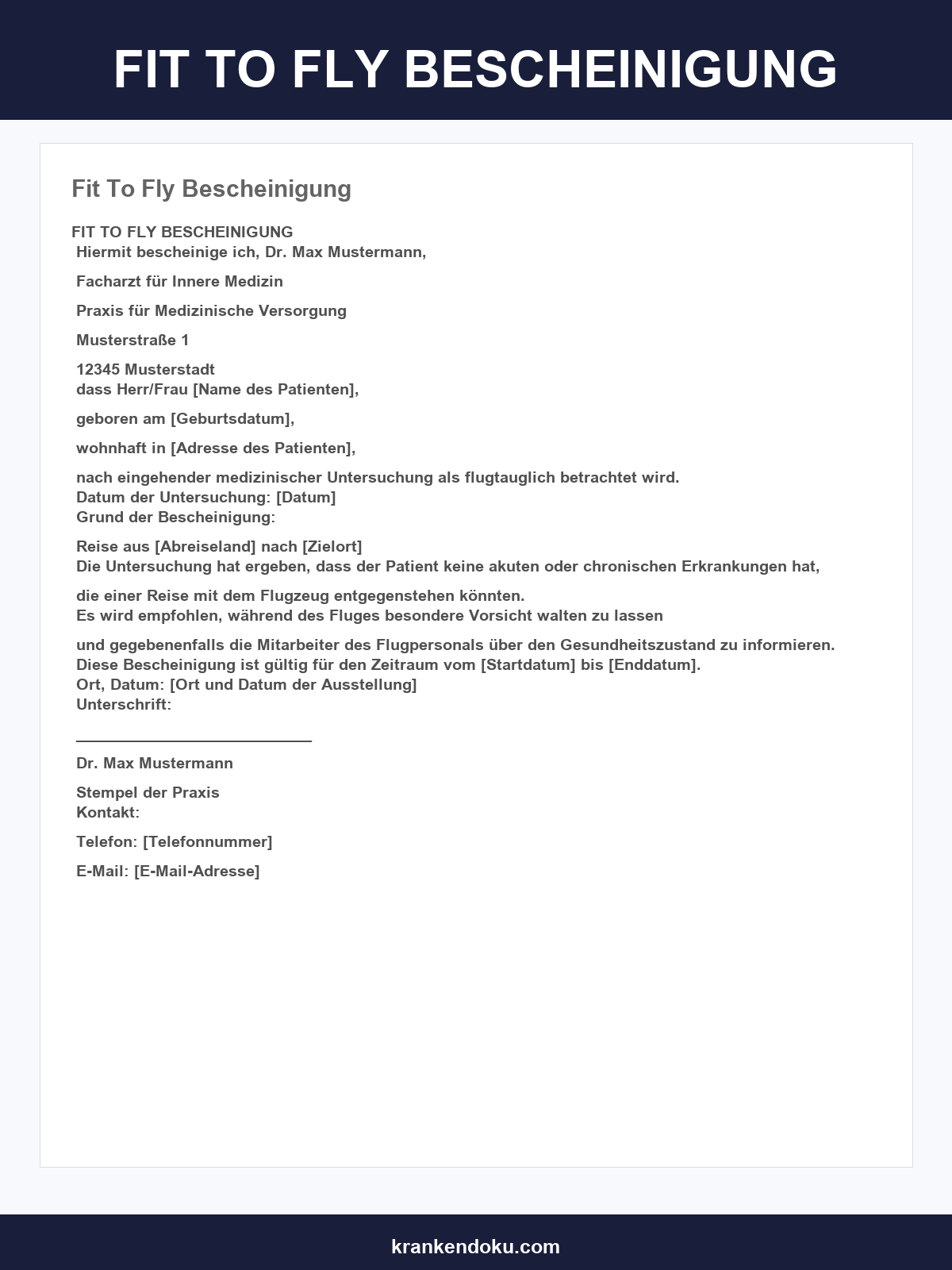 Fit To Fly Bescheinigung