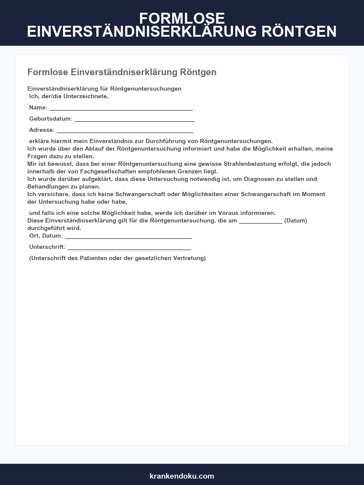 Formlose Einverständniserklärung Vorlage Röntgen