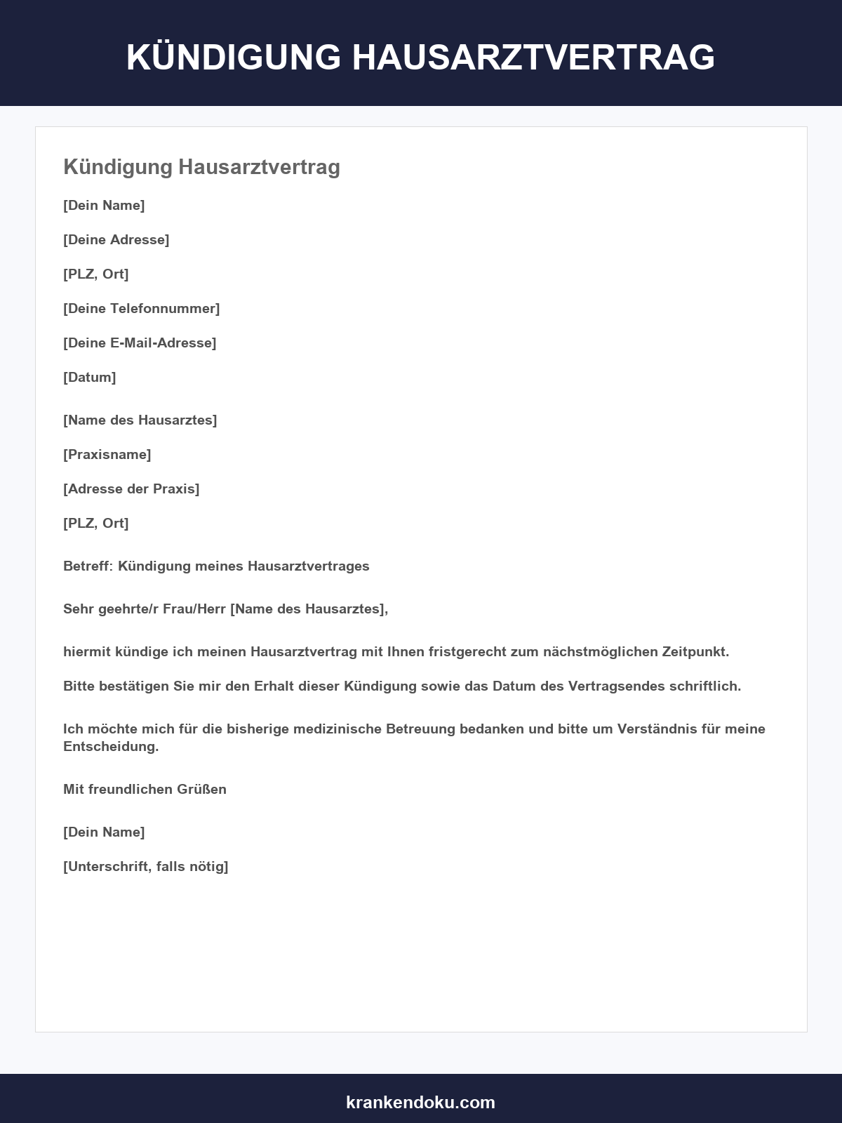 Kündigung Hausarztvertrag Vorlage
