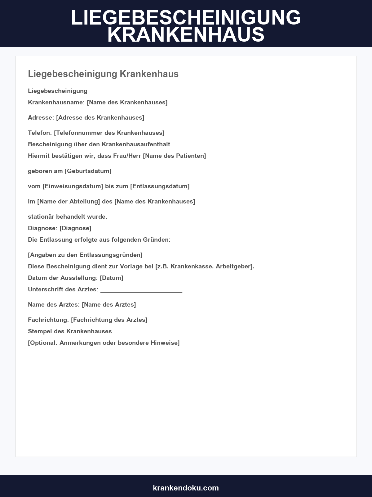 Liegebescheinigung Krankenhaus Muster