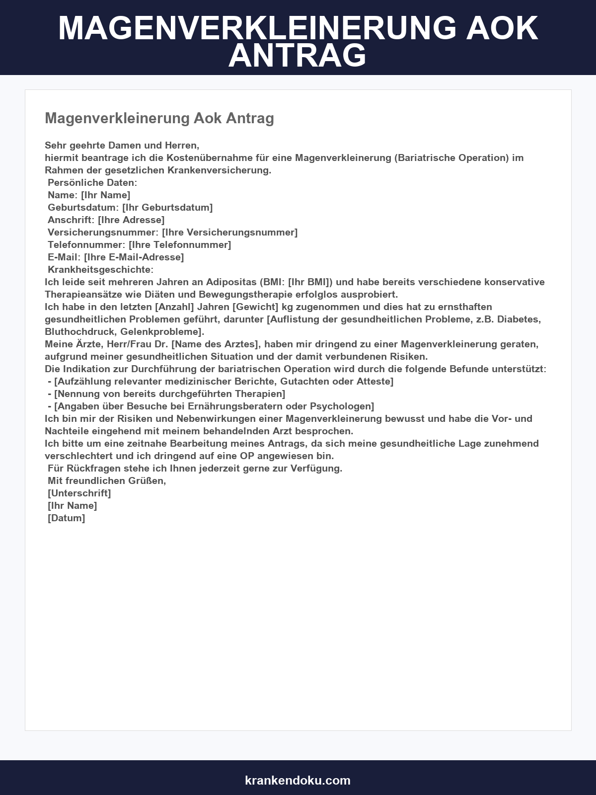 Magenverkleinerung Aok Antrag