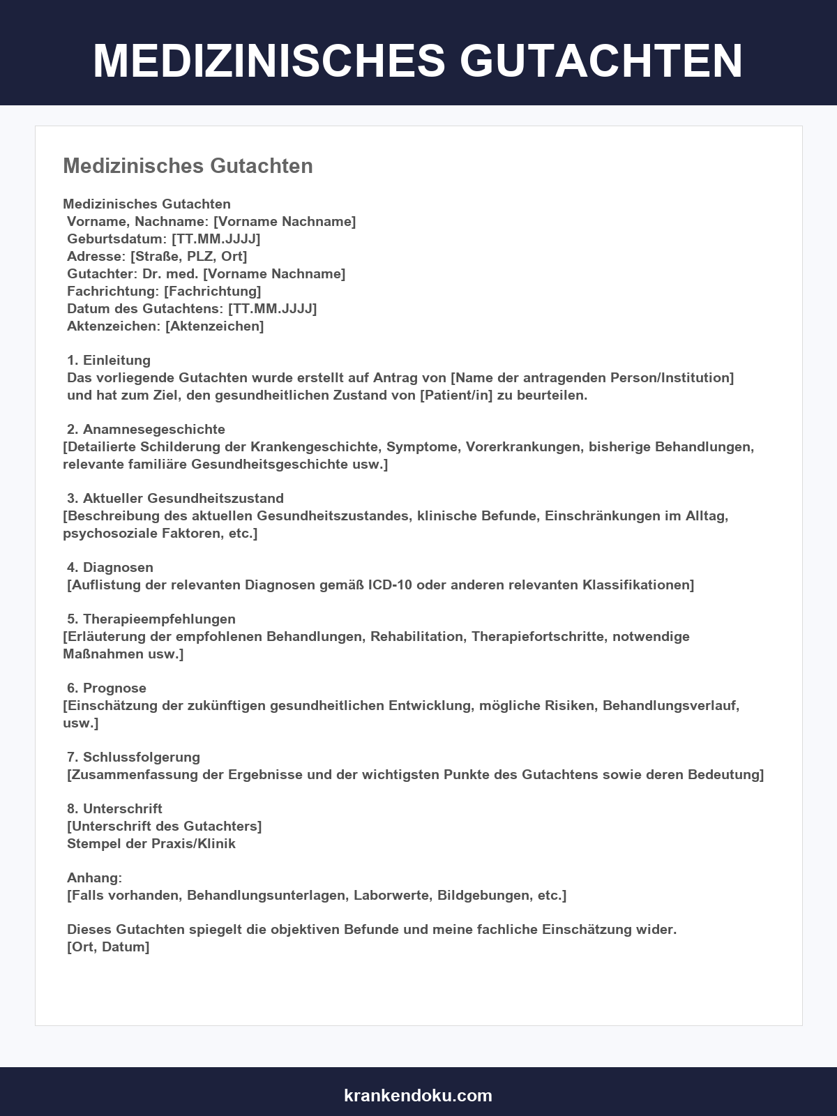 Medizinisches Gutachten Beispiel