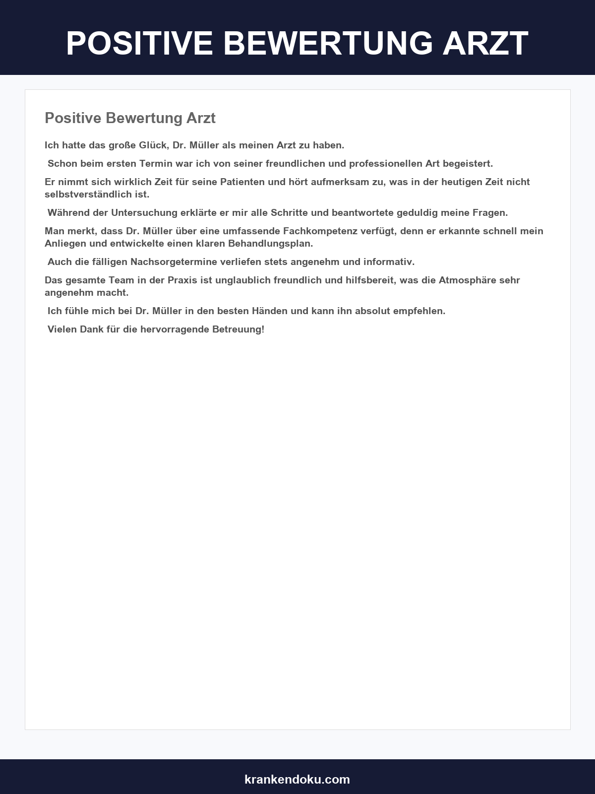 Positive Bewertung Arzt Beispiel