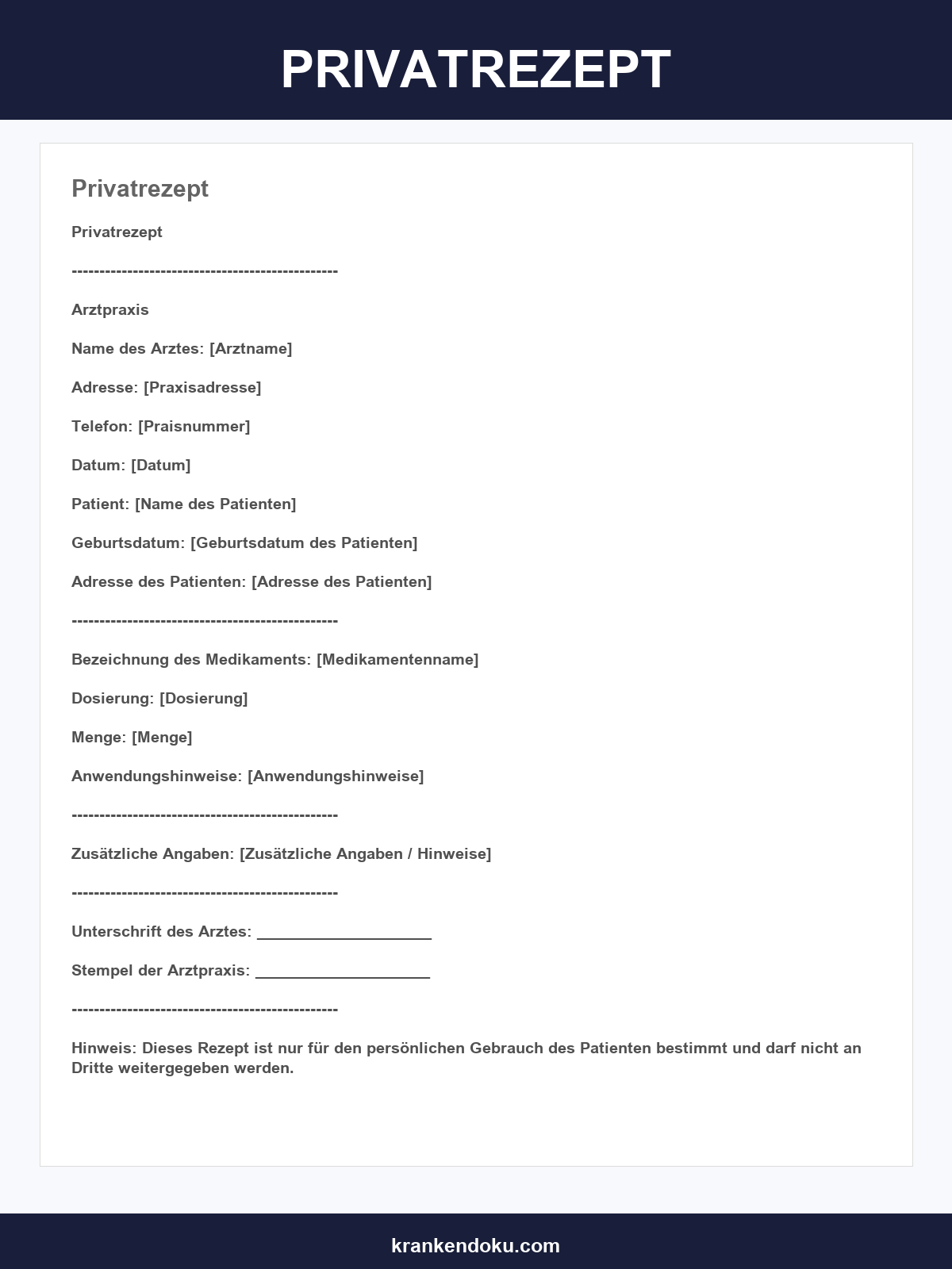Privatrezept Vorlage