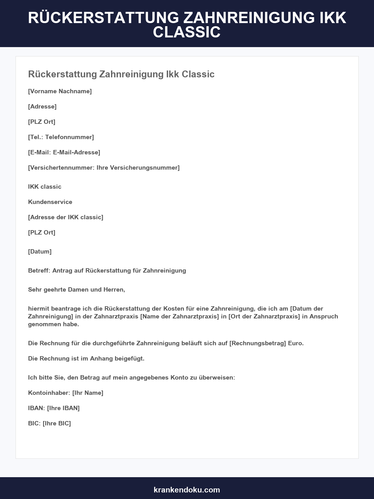 Rückerstattung Zahnreinigung Vordruck Ikk Classic