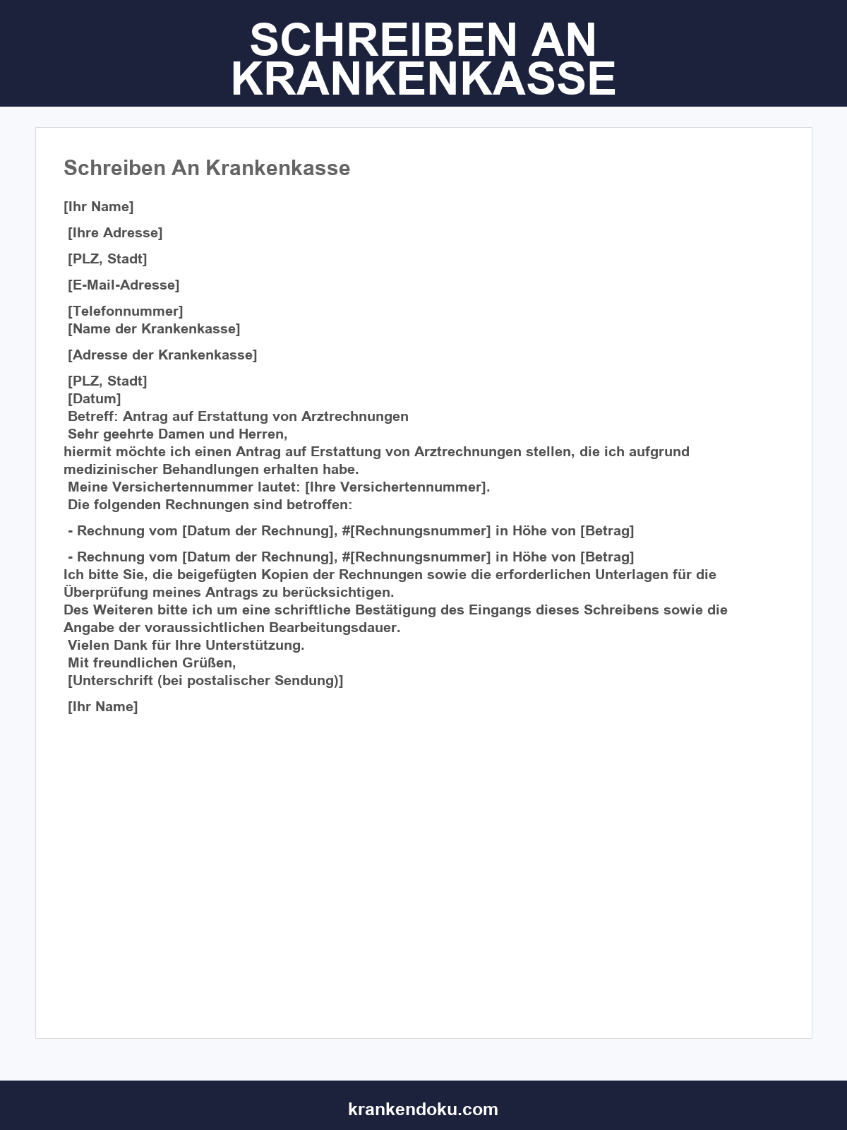 Schreiben An Krankenkasse Vorlage
