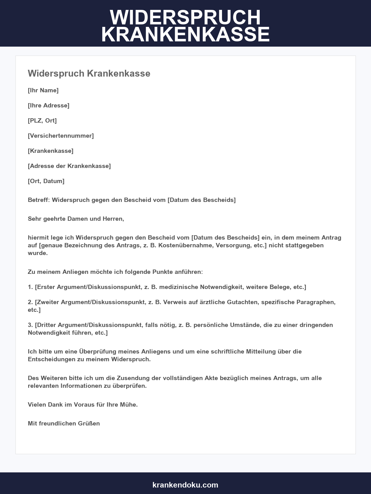 Widerspruch Krankenkasse Vorlage
